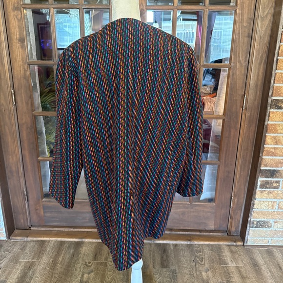 Jaeger Vintage Black  100% Wool Multicolor Coat 16 - Picture 3 of 10